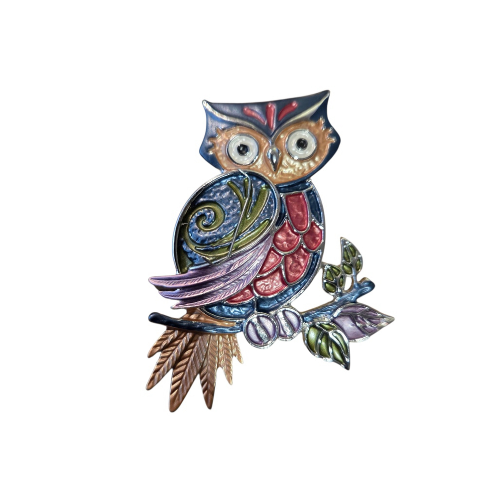 Coronet Owl Magnetic Brooch Blue Red NWT Boutique Jewelry Gift